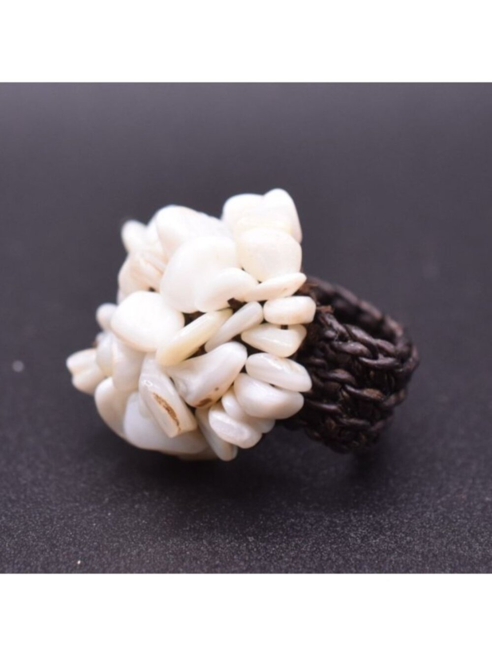 Chunky Freshwater Pearl Cluster Ring With Woven Band Boho Statement Jewelry‎